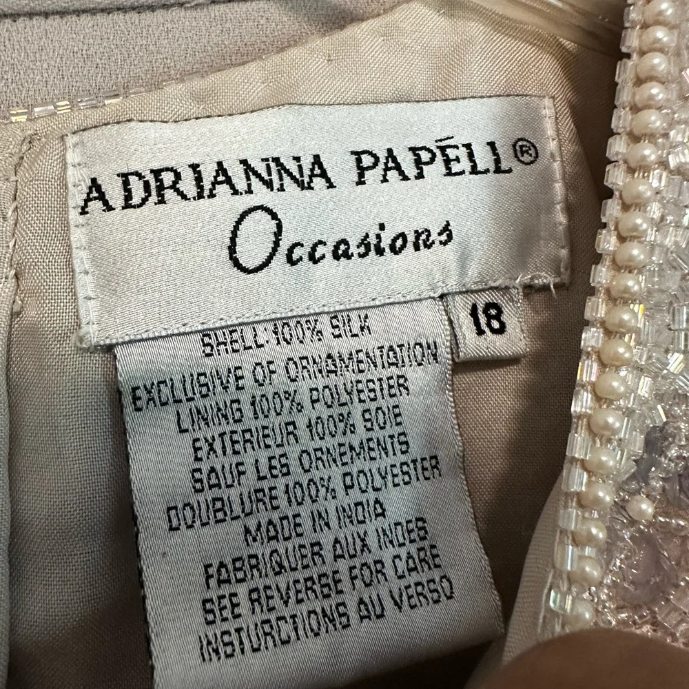 Mother of Bride Wedding Dress Adrianna Papell Taupe Beaded Top and Long Skirt 18 - Picture 10 of 12